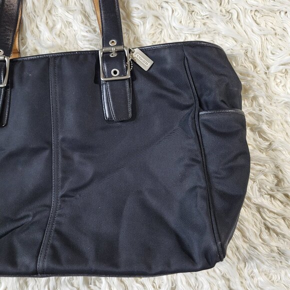 Coach Black Nylon / Leather Tote Bag Handcrafted in Turkey - Picture 4 of 16